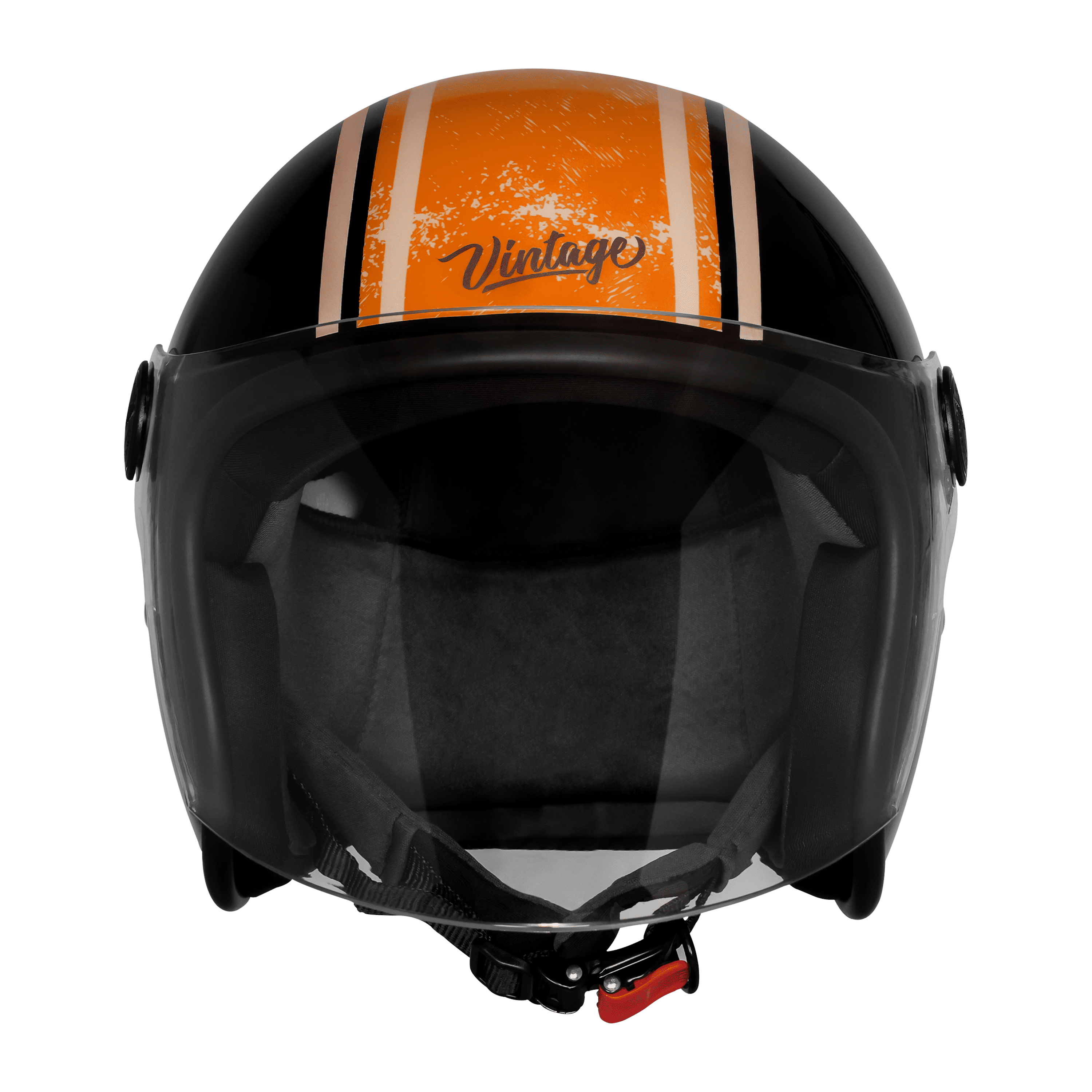 SBH-56 VINTAGE RACERS MAT BLACK WITH ORANGE